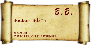 Becker Bán névjegykártya